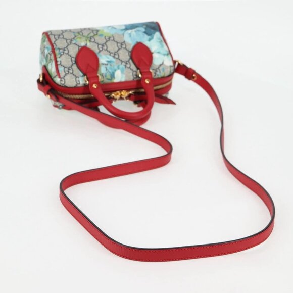 GUCCI GG Supreme Blooms Boston Bag PVC Outlet 2way Red Gold - Picture 8 of 15